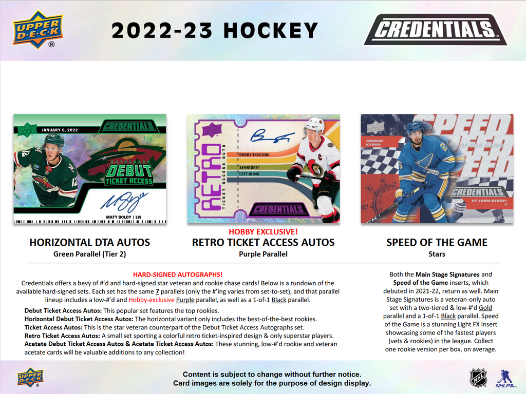 2022-23 Upper Deck Credentials Hockey Hobby Box