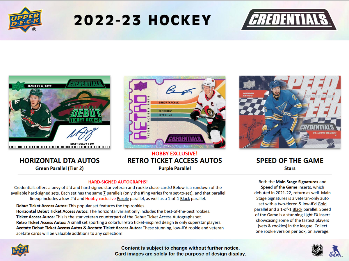 2022-23 Upper Deck Credentials Hockey Hobby Box