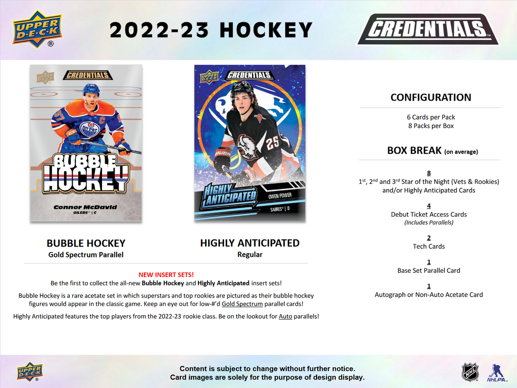 2022-23 Upper Deck Credentials Hockey Hobby Box
