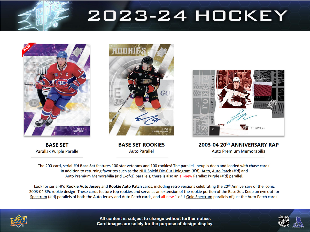2023-24 Upper Deck SPx Hockey Hobby Box