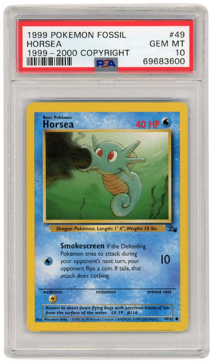 1999-2000 Fossil Horsea 49/62 PSA 10 (#1324)