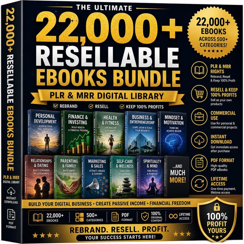 22,000+ PLR eBooks Bundle | MRR & Commercial Use