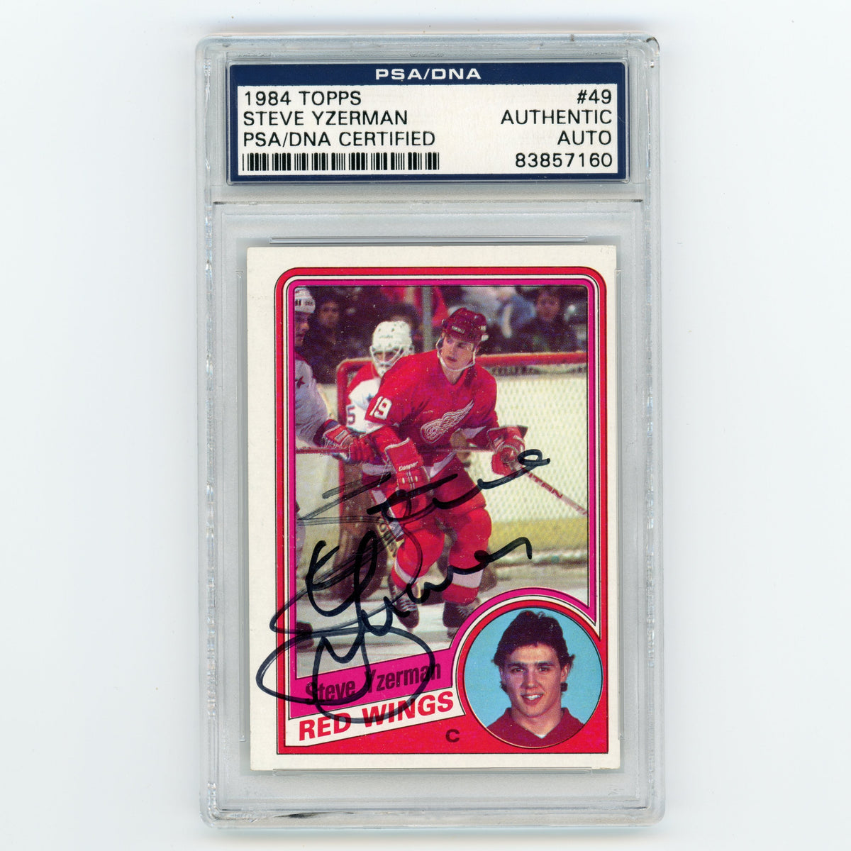 1984 TOPPS Steve Yzerman #49 PSA/DNA Certified Authentic Auto (Case has edge cracks)  (#MW8029)